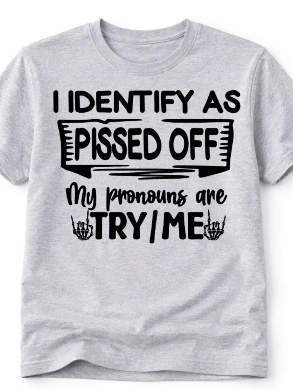 Try me Funny Graphic T Shirt Trendy Boutique Style Tee Women Gray Tops